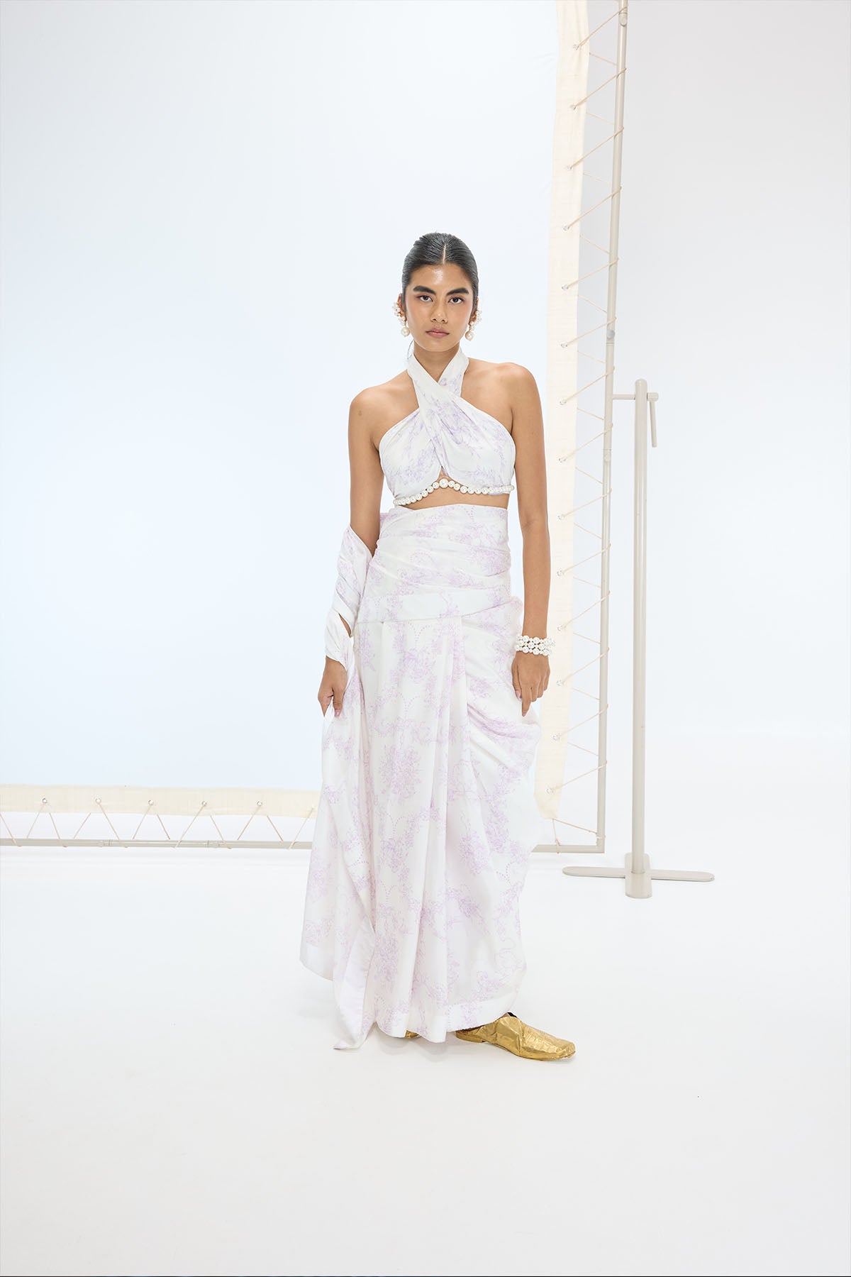 Ekaya The Ruby Saree in Off White indian designer wear online shopping melange singapore 