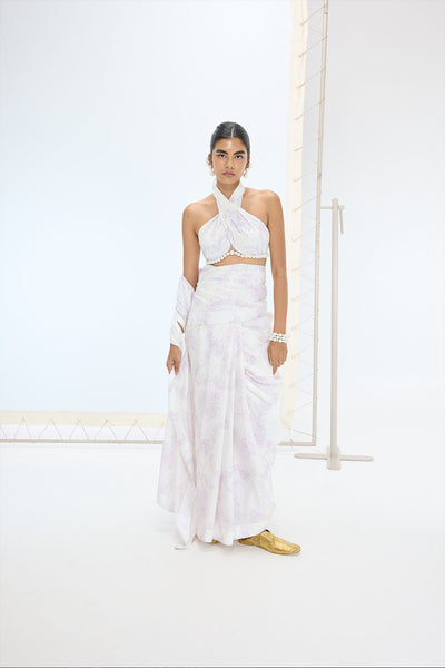 Ekaya The Ruby Saree in Off White indian designer wear online shopping melange singapore 