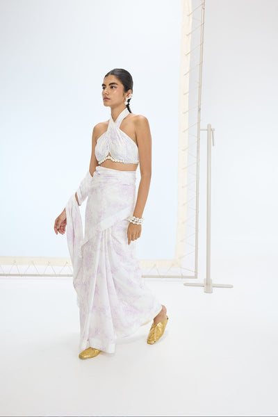 Ekaya The Ruby Saree in Off White indian designer wear online shopping melange singapore 