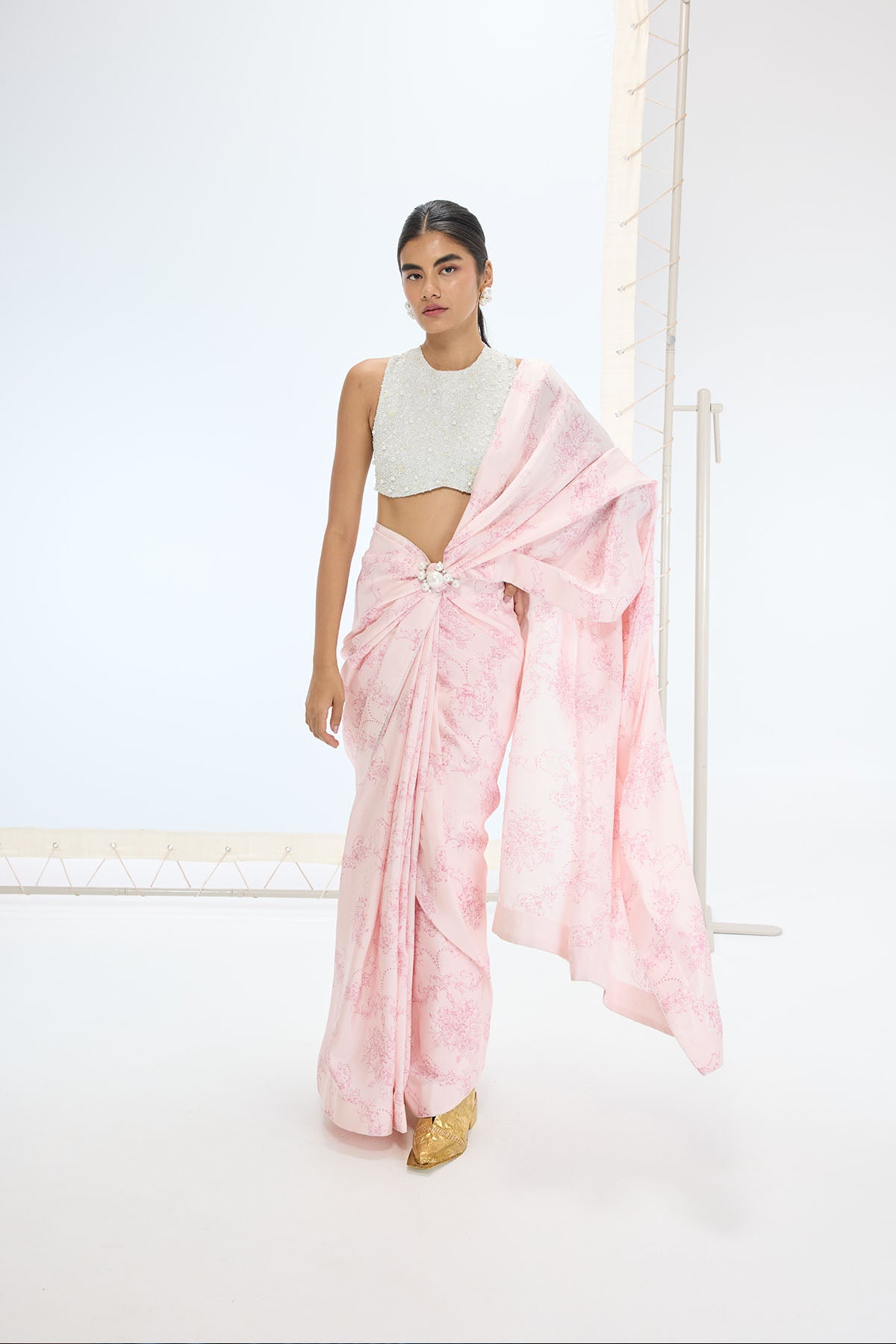 Ekaya The Ruby Saree in Pink indian designer wear online shopping melange singapore 