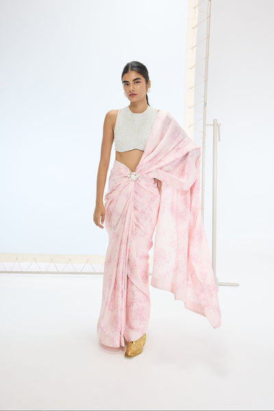 Ekaya The Ruby Saree in Pink indian designer wear online shopping melange singapore 