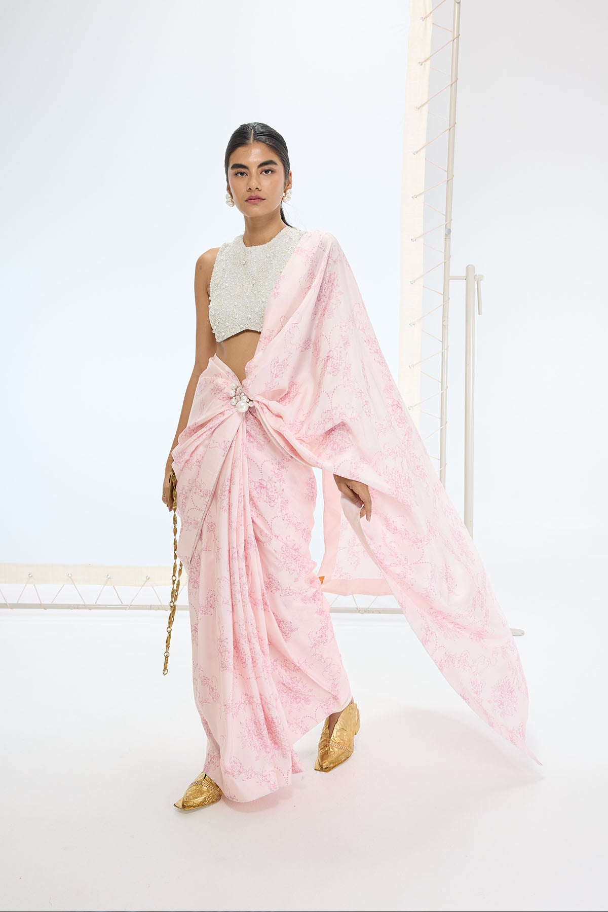 Ekaya The Ruby Saree in Pink indian designer wear online shopping melange singapore 