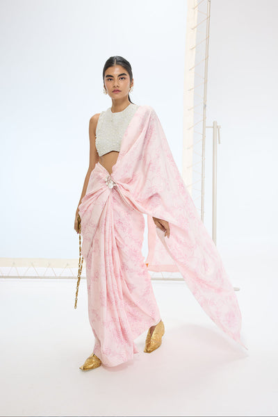 Ekaya The Ruby Saree in Pink indian designer wear online shopping melange singapore 