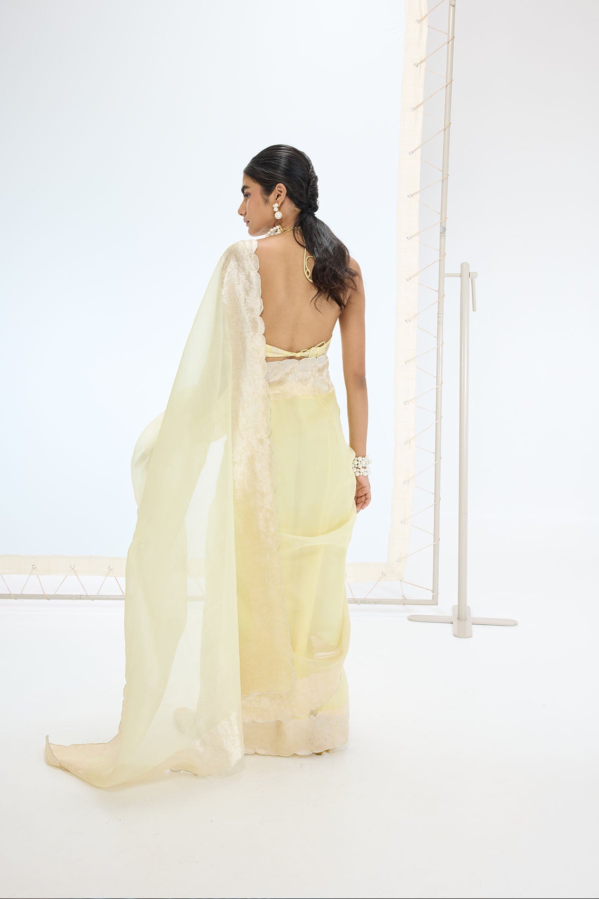 Ekaya The Serena Saree in Lemon indian designer wear online shopping melange singapore 