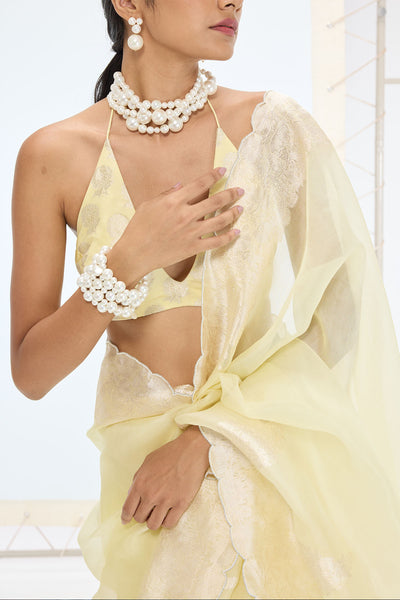 Ekaya The Serena Saree in Lemon indian designer wear online shopping melange singapore 