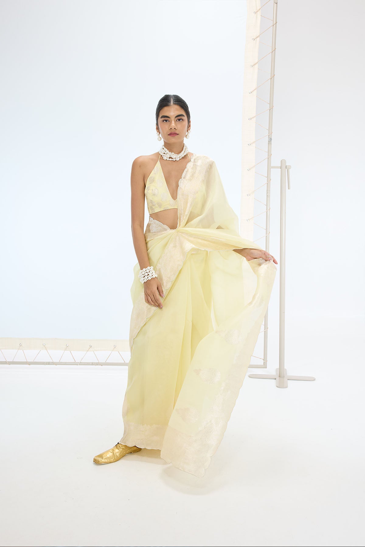 Ekaya The Serena Saree in Lemon indian designer wear online shopping melange singapore 