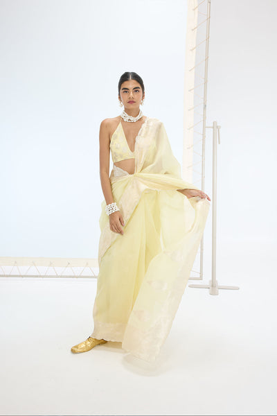 Ekaya The Serena Saree in Lemon indian designer wear online shopping melange singapore 