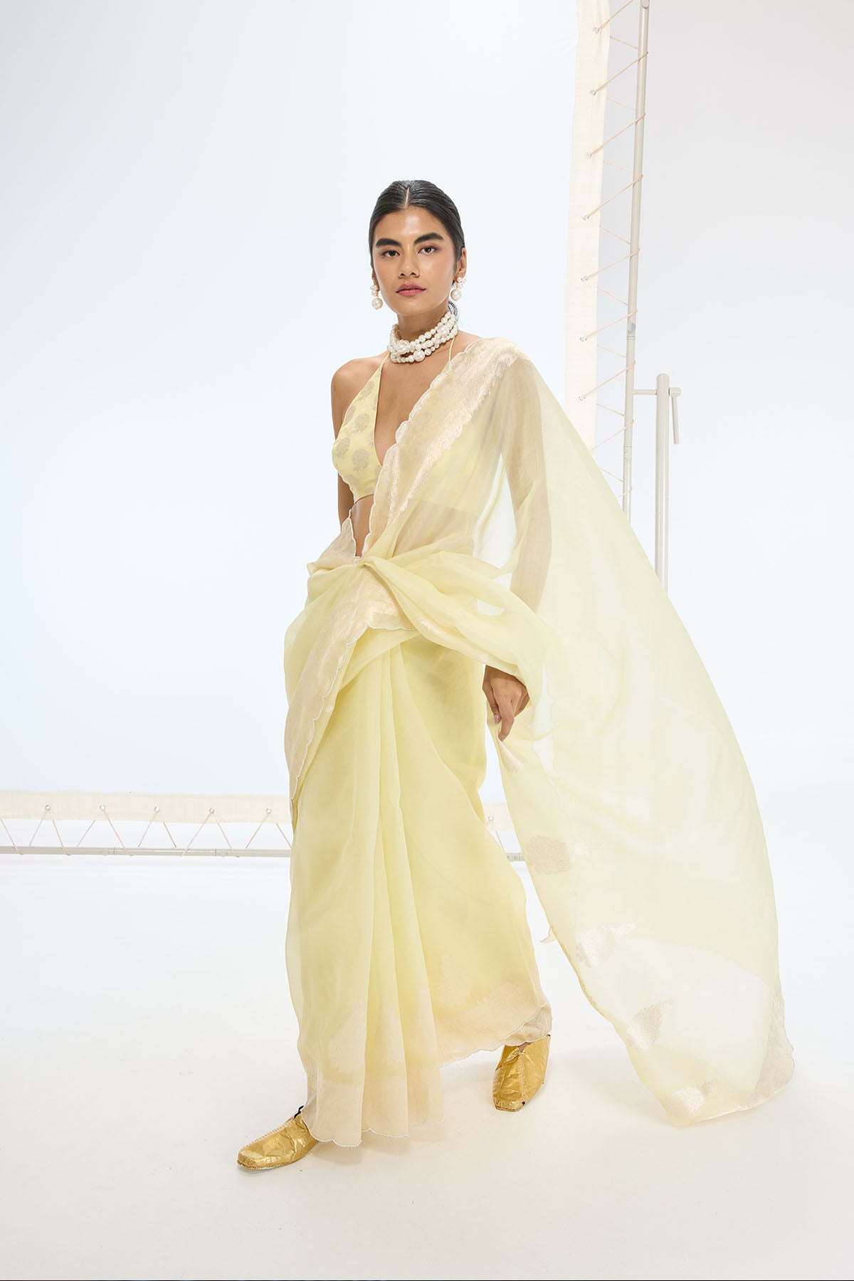 Ekaya The Serena Saree in Lemon indian designer wear online shopping melange singapore 