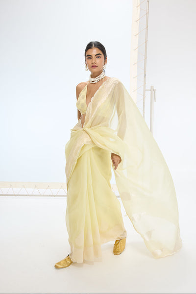 Ekaya The Serena Saree in Lemon indian designer wear online shopping melange singapore 