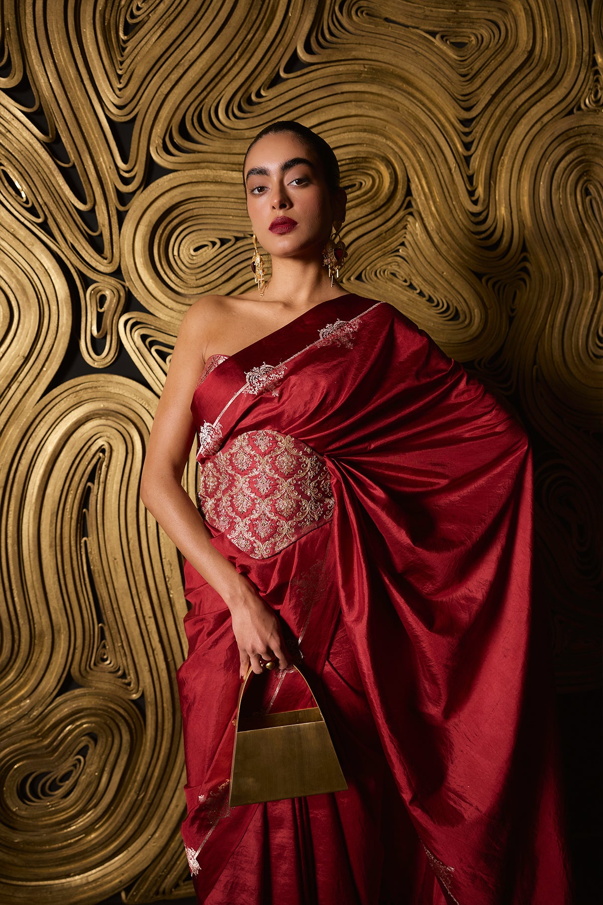 Ekaya The Siren Saree in Red indian designer wear online shopping melange singapore 
