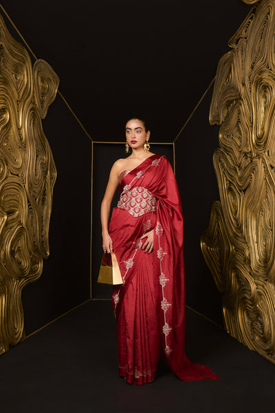 Ekaya The Siren Saree in Red indian designer wear online shopping melange singapore 