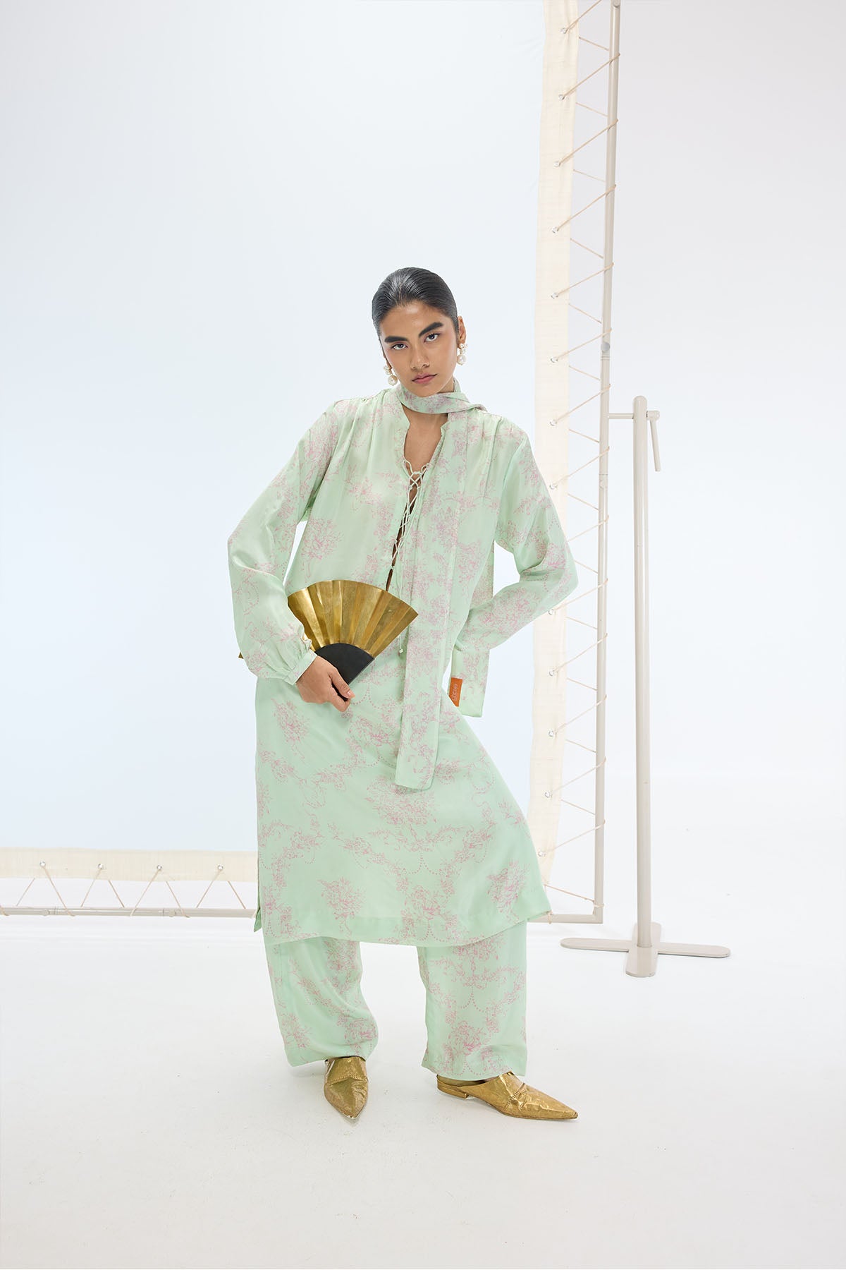 Ekaya The Sophie Kurta Set in Sea Green indian designer wear online shopping melange singapore 