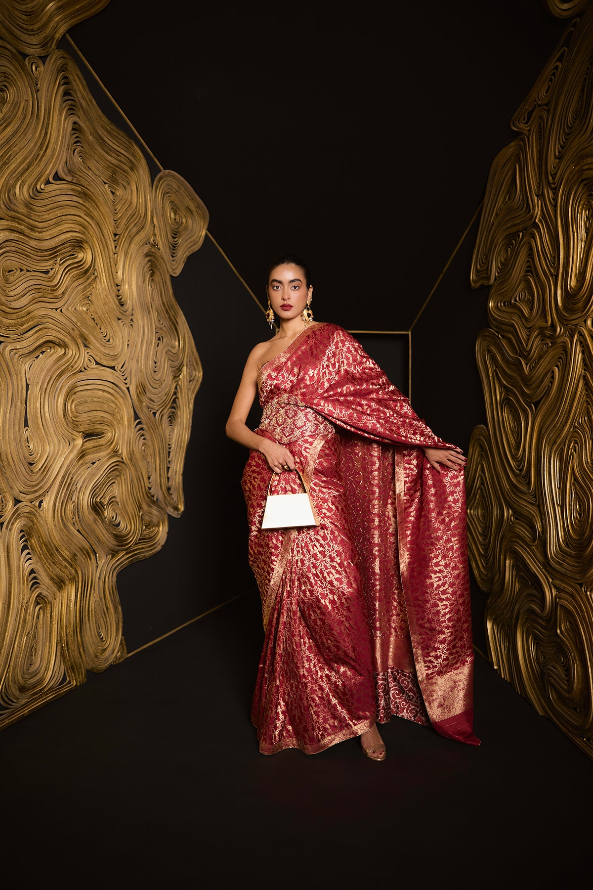 Ekaya The True Love Saree in Maroon indian designer wear online shopping melange singapore 