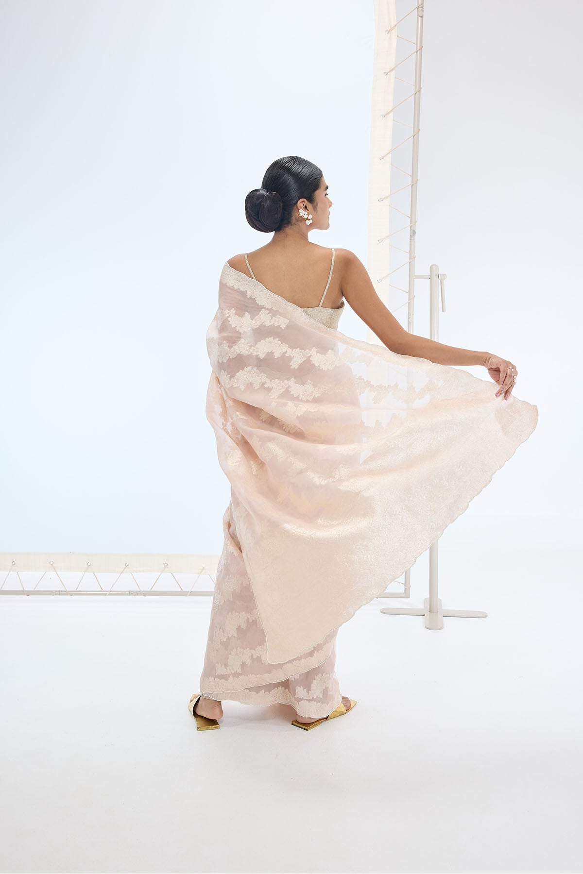 Ekaya The Velma Saree in Peach indian designer wear online shopping melange singapore 