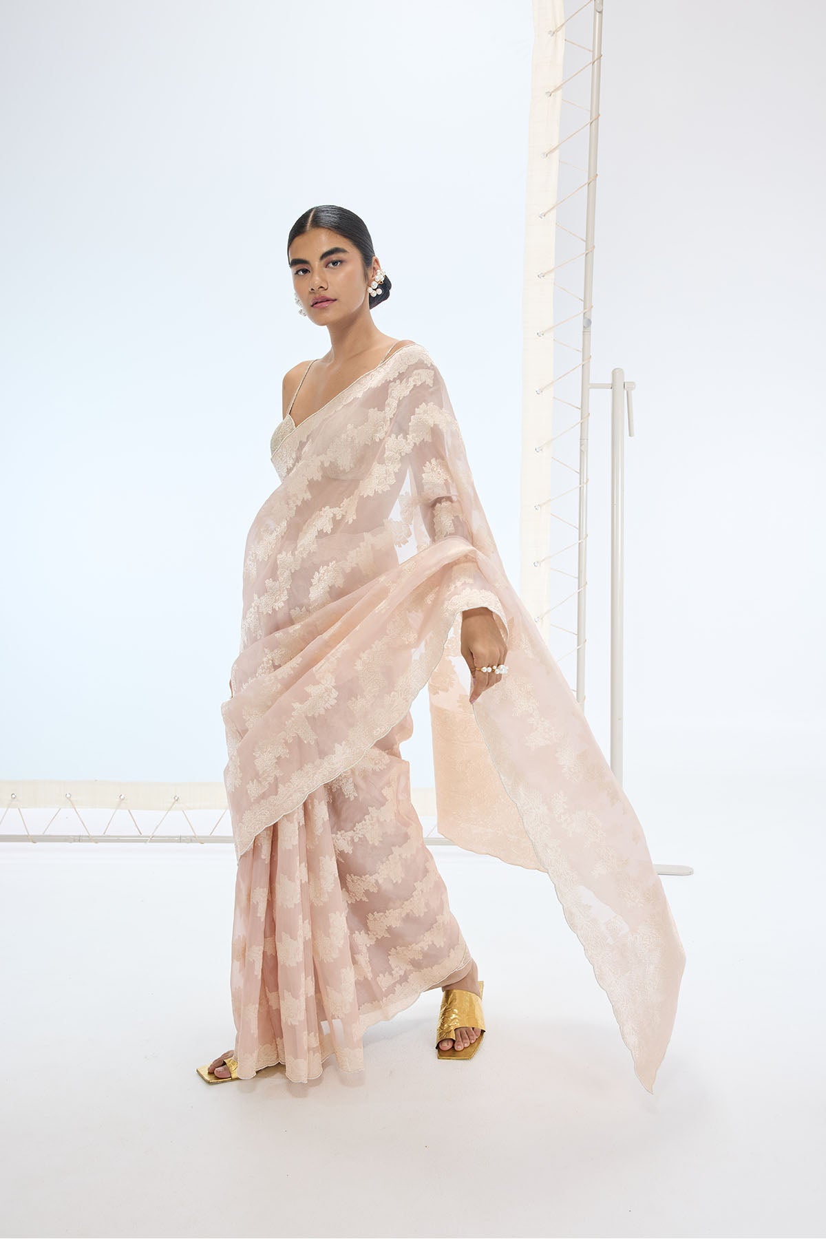 Ekaya The Velma Saree in Peach indian designer wear online shopping melange singapore 