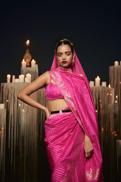 Ekaya The Femme Fatale Saree in Pink indian designer wear online shopping melange singapore 