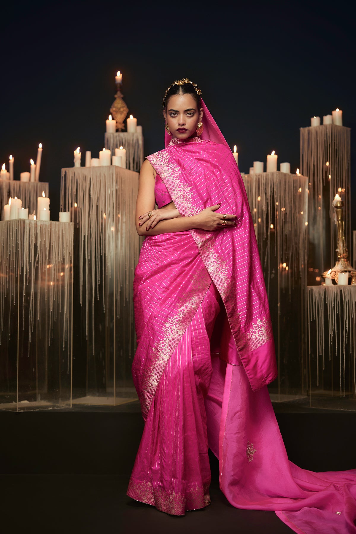 Ekaya The Femme Fatale Saree in Pink indian designer wear online shopping melange singapore 