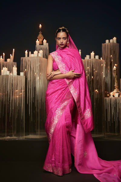 Ekaya The Femme Fatale Saree in Pink indian designer wear online shopping melange singapore 