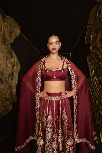 Ekaya The 'Forever Mine' Lehenga in Garnet indian designer wear online shopping melange singapore 