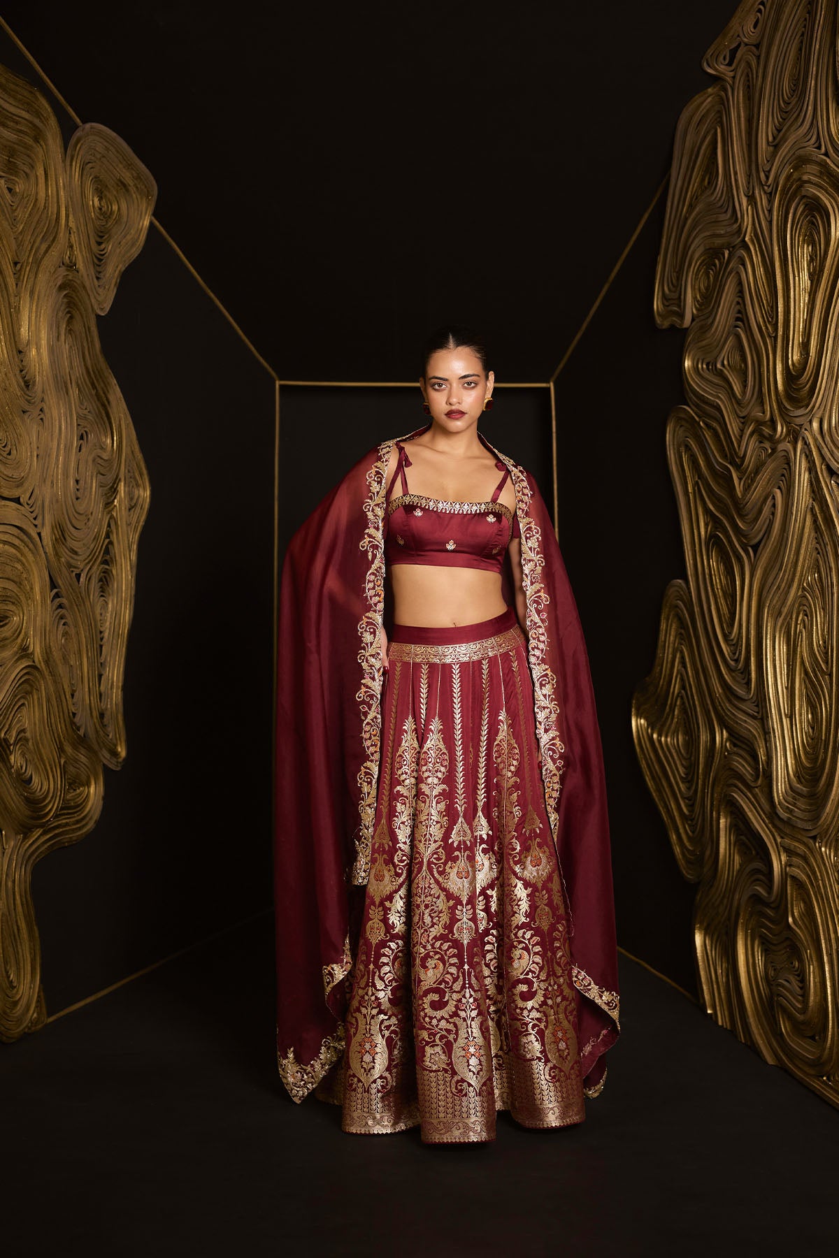 Ekaya The 'Forever Mine' Lehenga in Garnet indian designer wear online shopping melange singapore 