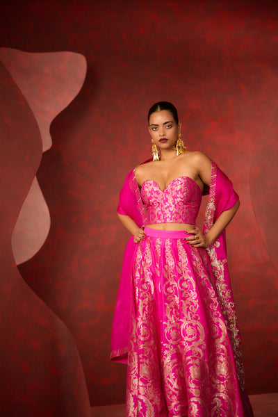 Ekaya The 'Forget Me Not' Lehenga in Pink indian designer wear online shopping melange singapore 
