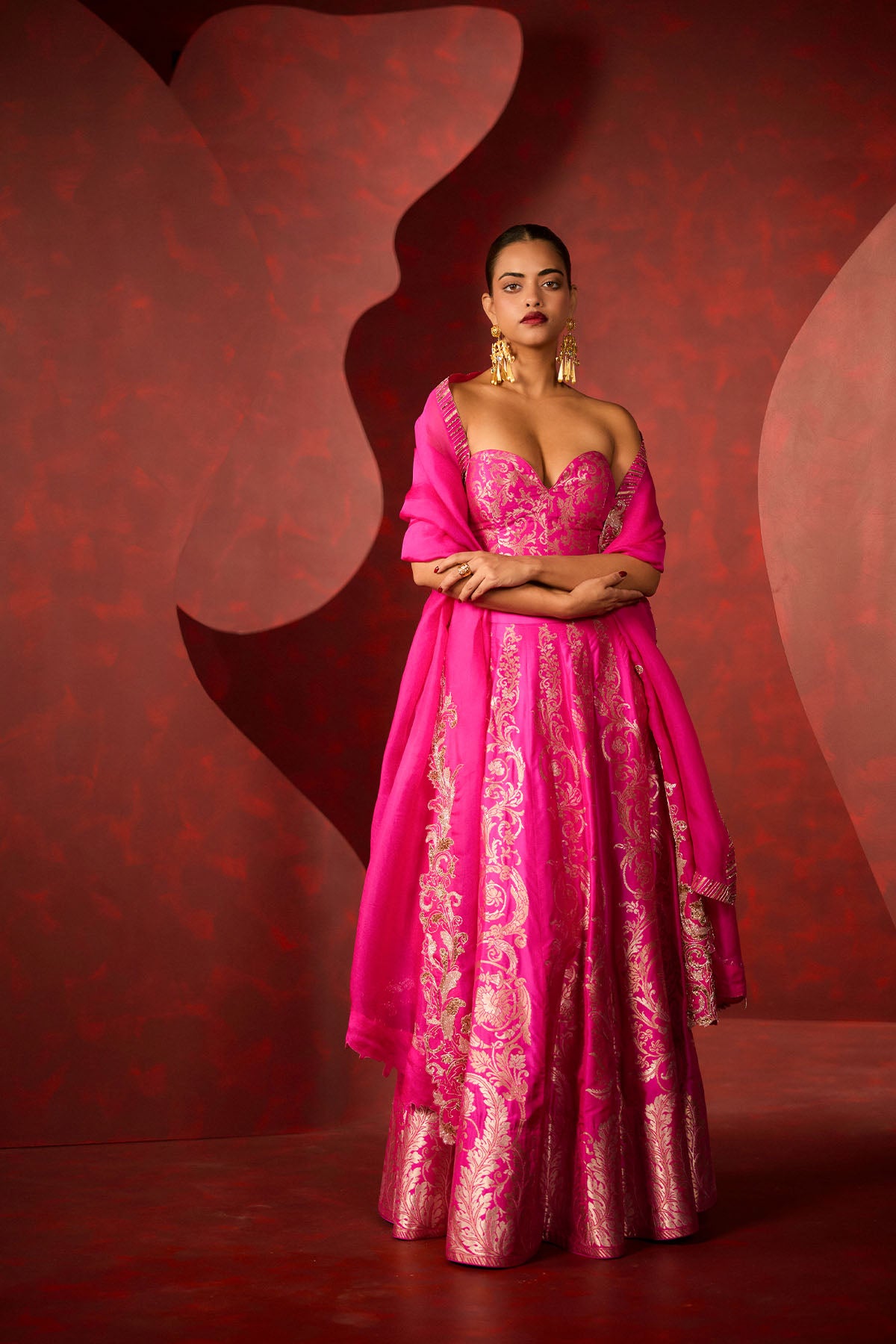Ekaya The 'Forget Me Not' Lehenga in Pink indian designer wear online shopping melange singapore 