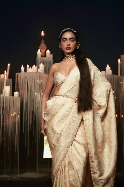Ekaya The I do Saree in Beige indian designer wear online shopping melange singapore 