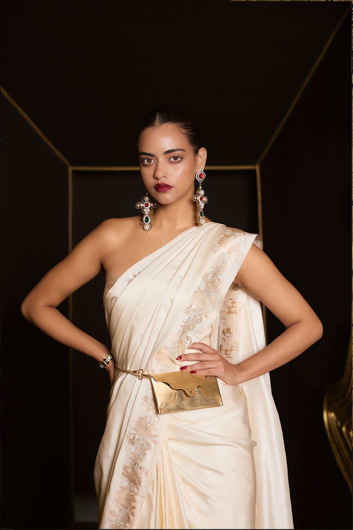 Ekaya The 'Ivory Promise' Saree indian designer wear online shopping melange singapore 