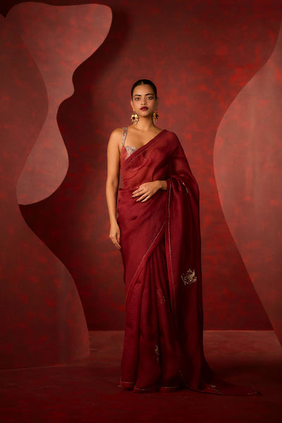Ekaya The Midnight Kiss Saree in Maroon indian designer wear online shopping melange singapore 