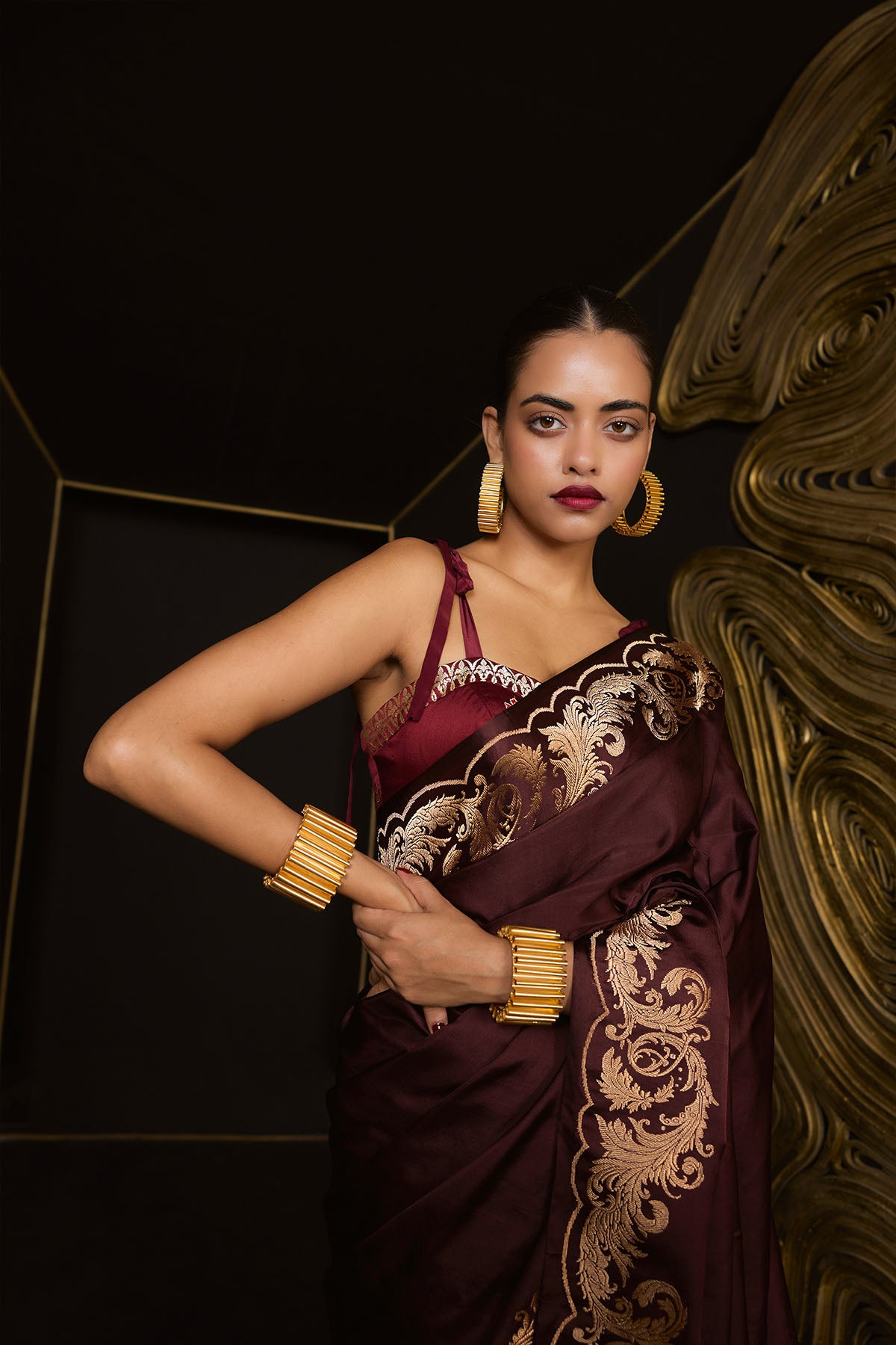 Ekaya The 'Only Yours' Saree in Garnet indian designer wear online shopping melange singapore 