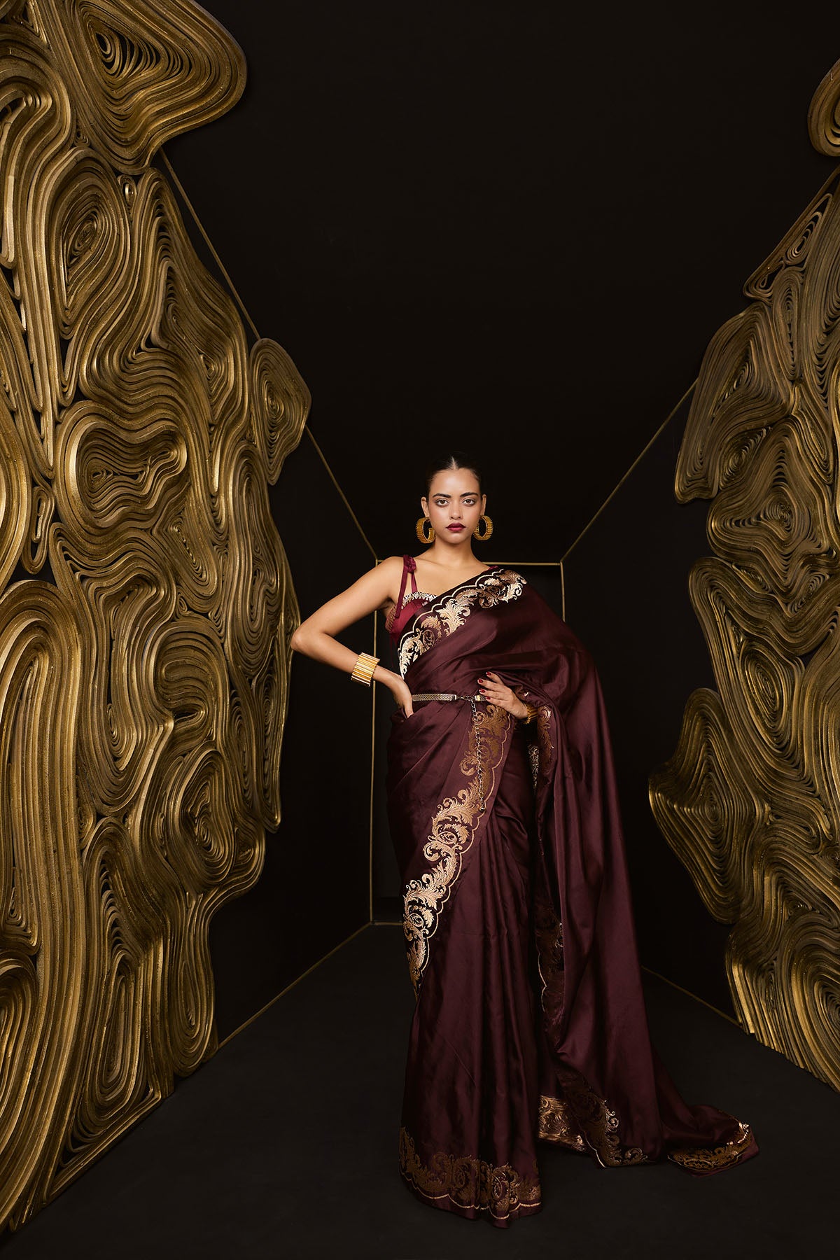 Ekaya The 'Only Yours' Saree in Garnet indian designer wear online shopping melange singapore 