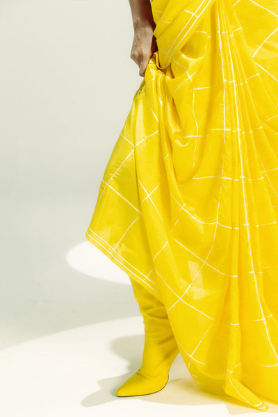 Ekaya Yellow Window Pane indian designer wear online shopping melange singapore 