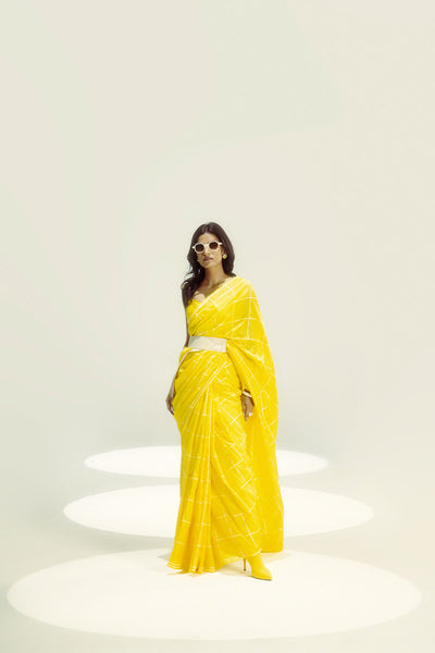 Ekaya Yellow Window Pane indian designer wear online shopping melange singapore 