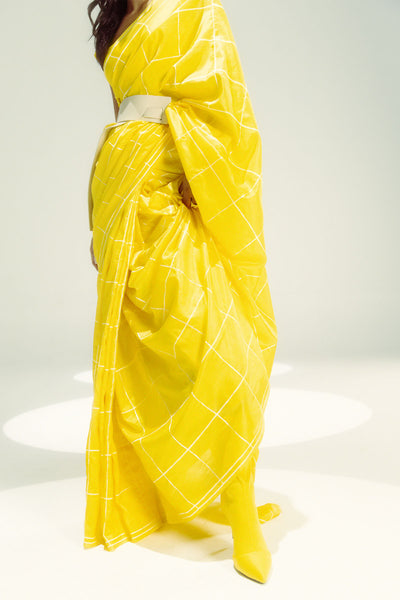 Ekaya Yellow Window Pane indian designer wear online shopping melange singapore 