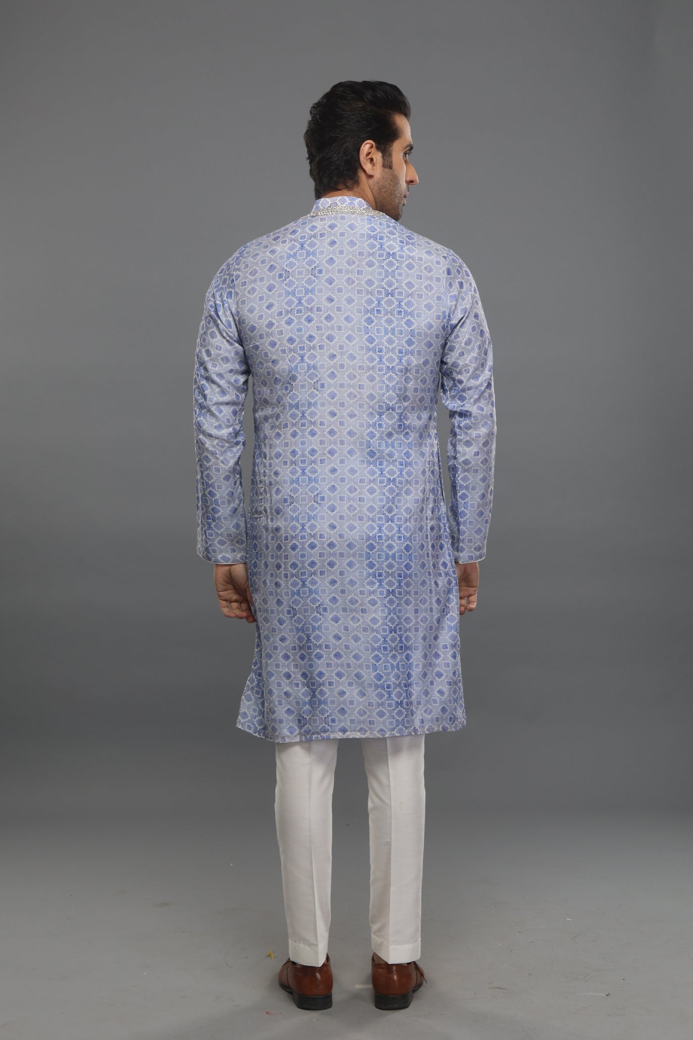 Empaar Lilac Geometric Print Kurta indian designer wear online shopping melange singapore