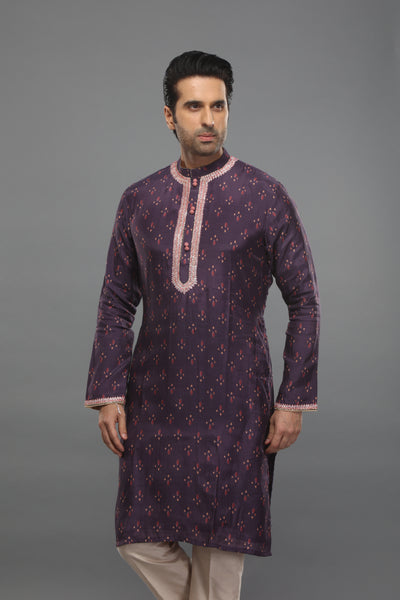 Empaar Purple Printed Kurta With Multicolor indian designer wear online shopping melange singapore