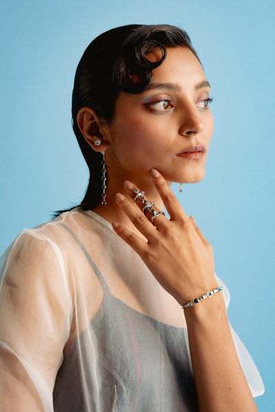 ESME Water Midnight Blue In Silver jewellery indian designer wear online shopping melange singapore