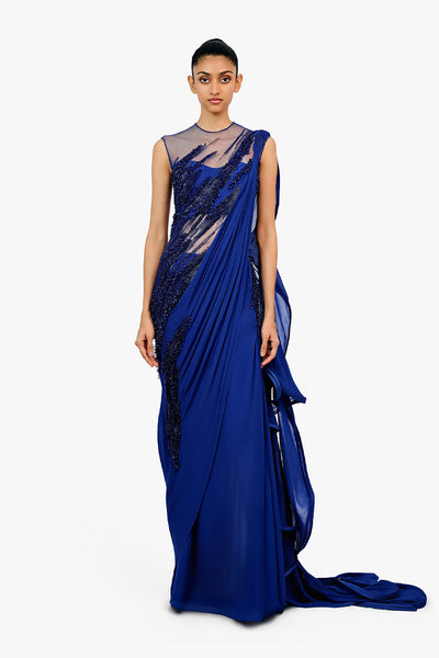 Gaurav Gupta The Atherion Ruffle Saree Gown indian designer wear online shopping melange singapore 