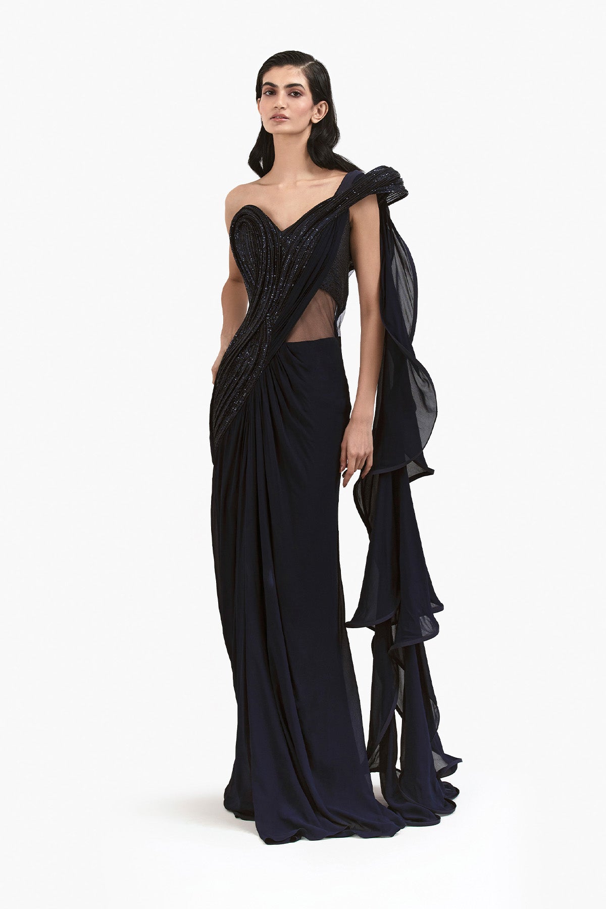 Gaurav Gupta The Corset Drape Saree Gown indian designer wear online shopping melange singapore 