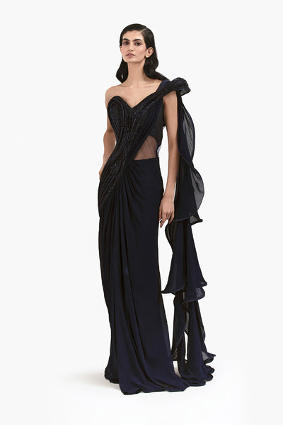 Gaurav Gupta The Corset Drape Saree Gown indian designer wear online shopping melange singapore 