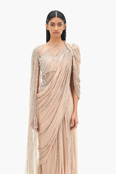 Gaurav Gupta The Cosmic Cape Sleeves Saree Gown indian designer wear online shopping melange singapore 