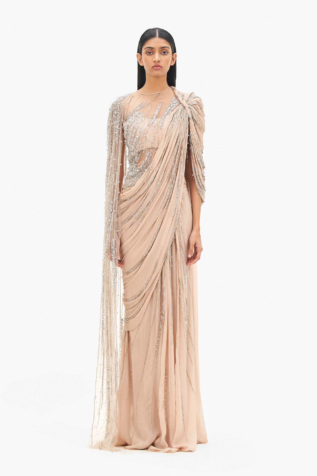 Gaurav Gupta The Cosmic Cape Sleeves Saree Gown indian designer wear online shopping melange singapore 