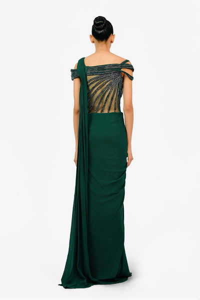 Gaurav Gupta The Orbit Bloom Saree Gown indian designer wear online shopping melange singapore 