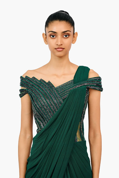Gaurav Gupta The Orbit Bloom Saree Gown indian designer wear online shopping melange singapore 