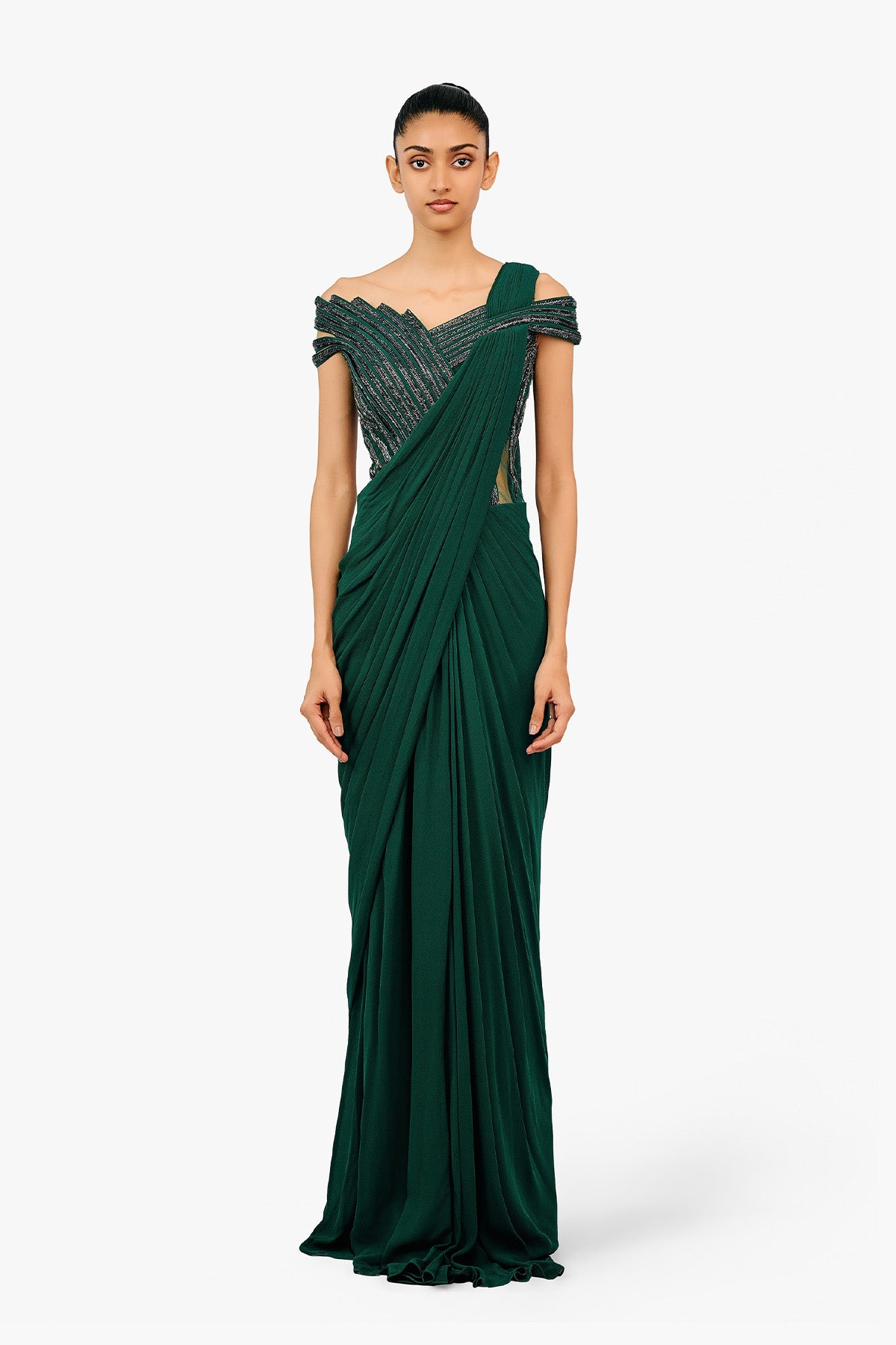 Gaurav Gupta The Orbit Bloom Saree Gown indian designer wear online shopping melange singapore 