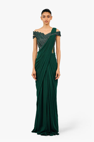 Gaurav Gupta The Orbit Bloom Saree Gown indian designer wear online shopping melange singapore 