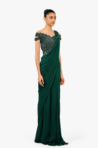 Gaurav Gupta The Orbit Bloom Saree Gown indian designer wear online shopping melange singapore 