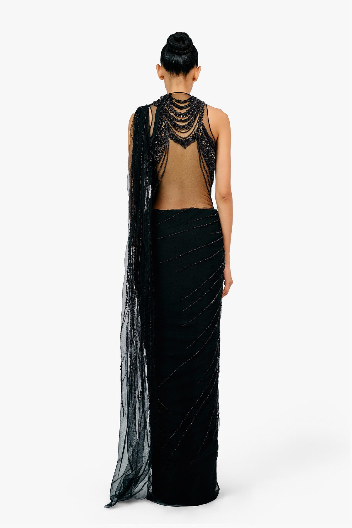 Gaurav Gupta The Roman Pearl Drape Saree Gown indian designer wear online shopping melange singapore 