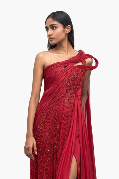 Gaurav Gupta The Sculpted Drape Saree Gown indian designer wear online shopping melange singapore 