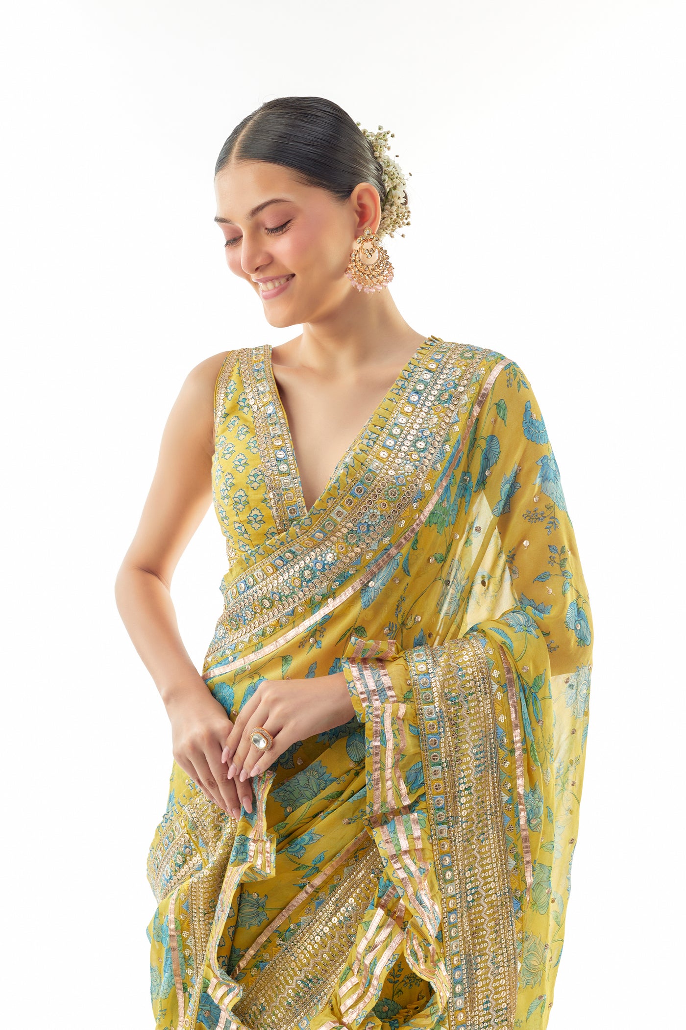 Gopi Vaid Aanchal Saree Set Indian designer wear online shopping melange singapore